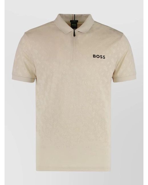 Boss Natural Short-Sleeve Zip Polo Shirt for men