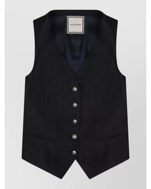 Tagliatore Blue V Neck Sleeveless Tailored Vest Back Detail