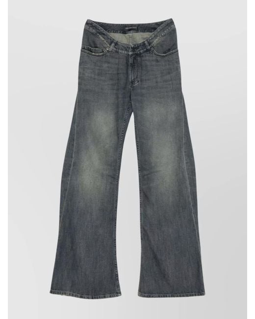 Balenciaga Gray Denim Low-Rise Wide-Leg Jeans