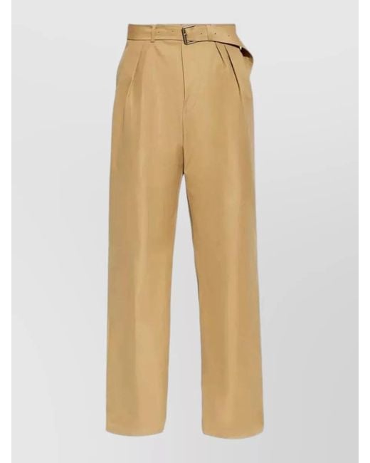 Dries Van Noten Natural Pleated Wide Leg Trousers Side Back Pockets for men