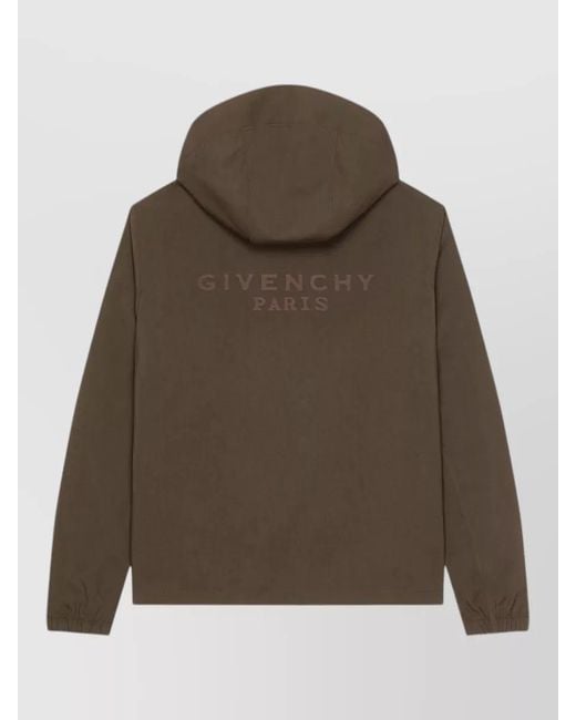 Givenchy Brown Hooded Nylon Silk Blend Coat Style for men