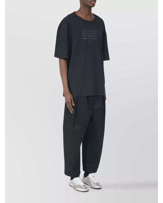 Maison Margiela Blue Cotton Relaxed-Fit Graphic-Print T-Shirt for men