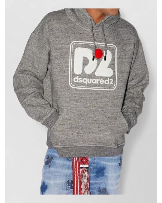 DSquared² Gray Oversized Cotton Hoodie for men