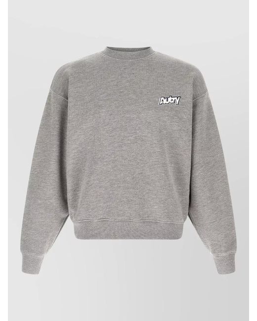 Autry Gray Logo Embroidery Crew Neck Sweatshirt for men