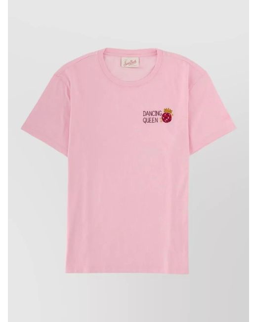 Mc2 Saint Barth Pink Emilie Crew Neck Embroidered T-Shirt