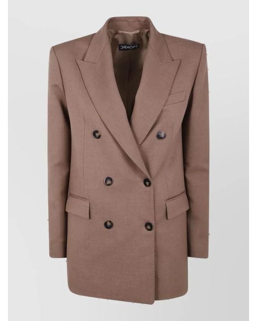 DR. HOPE Brown Oversized Double Breasted Blazer