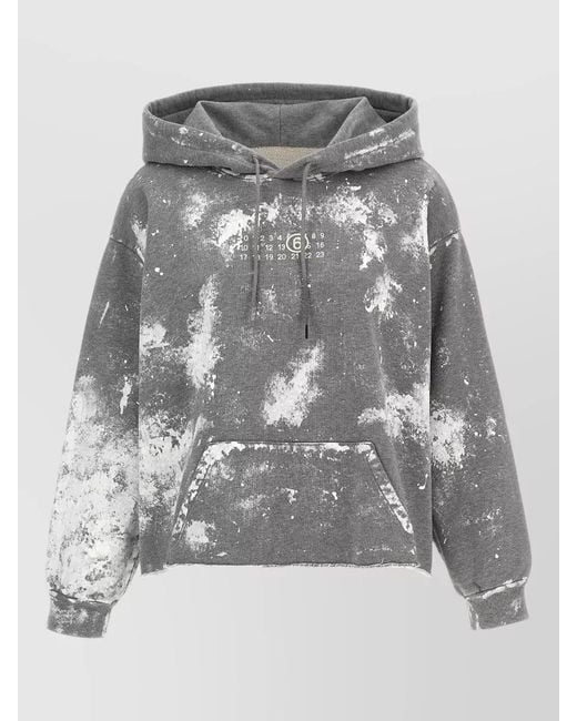 MM6 by Maison Margiela Gray Numeric Signature Hooded Sweatshirt Front Pocket