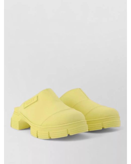 Ganni Green Rubber Platform Mules