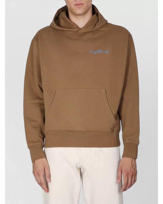 sunflower White Cotton Logo Embroidered Hoodie for men
