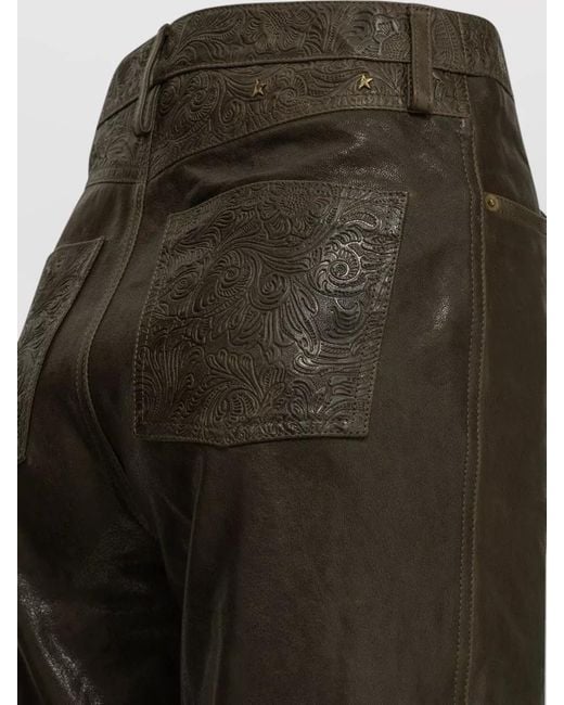 Golden Goose Deluxe Brand Gray Leather Straight-Leg Pants