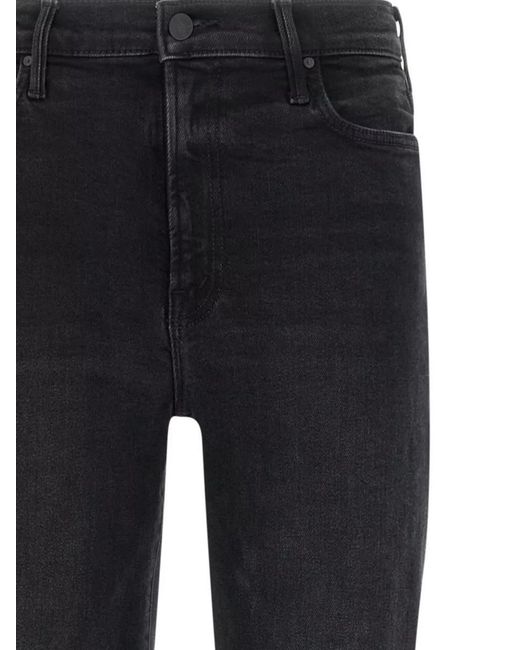 Mother Black High-Rise Straight-Leg Denim Trousers