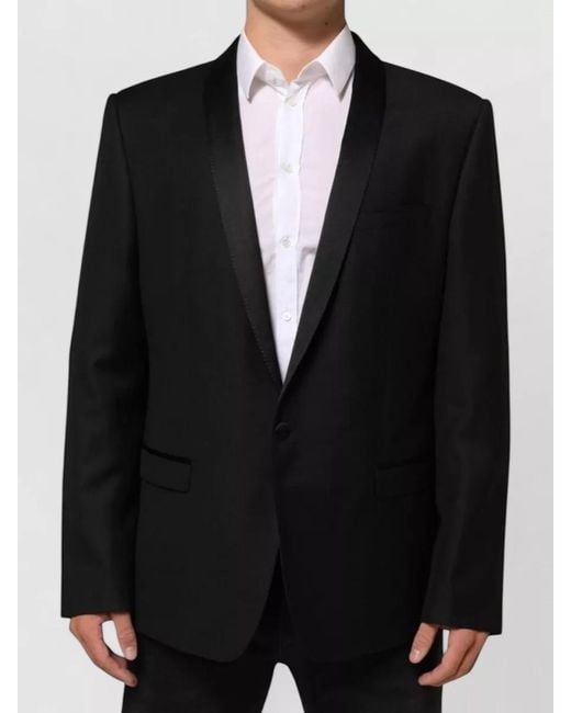 Dolce & Gabbana Black Silk Blend Single-Breasted Suit Blazer for men