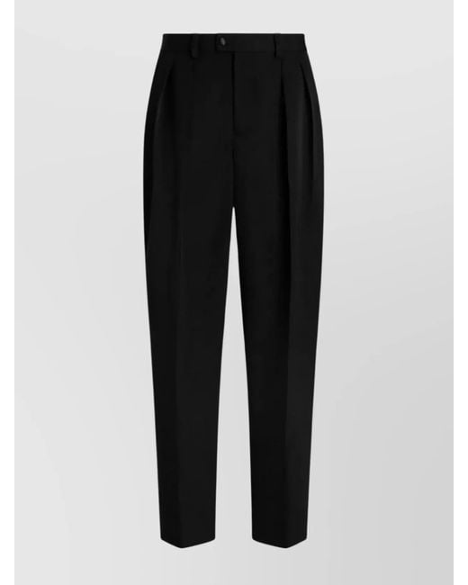 Dolce & Gabbana Black Wool Pleated Tailored Trousers for men