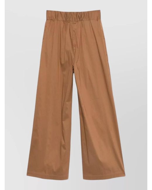 Semicouture Brown Pleated Wide-Leg Trousers