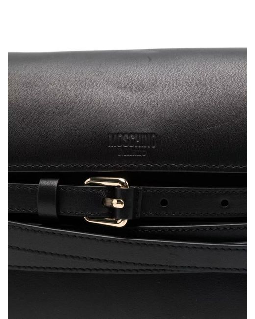 Moschino Black Leather Clutch Bag