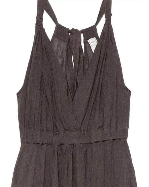 120% Lino Multicolor Linen Maxi Dress Pleated Skirt Slits