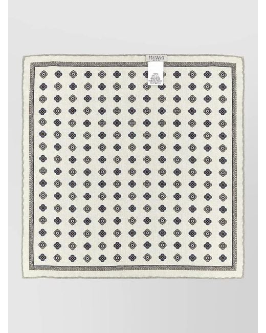Brunello Cucinelli White Double Face Silk Square Pocket Clutch for men