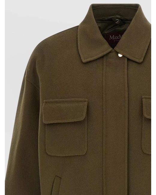 Max Mara Green Wool Silk Padded Short Coat