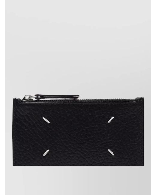 Maison Margiela Black Leather Zip Card Holder for men