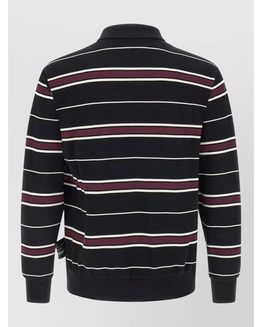 Undercover Blue Striped Long Sleeve Polo Shirt Pocket for men
