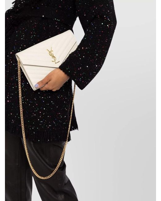 Saint Laurent Natural Cassandre Leather Clutch Bag