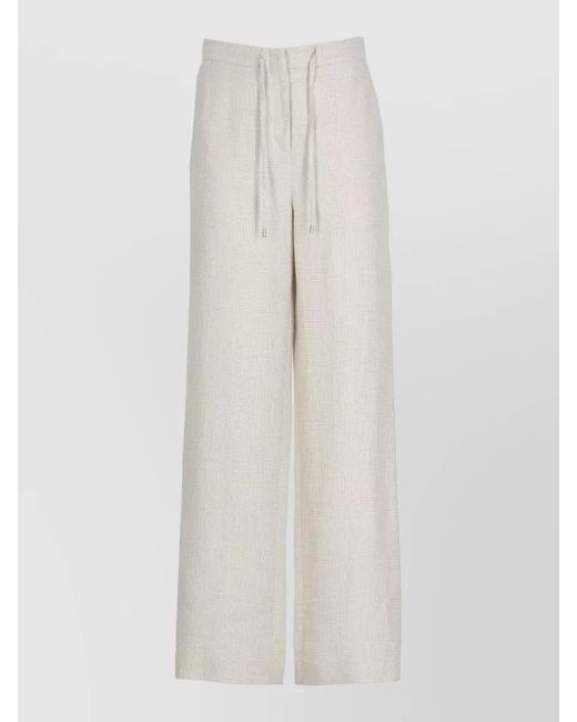 Lardini White Prince Of Wales Linen Wide Leg Trousers