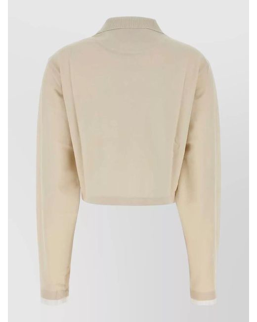 Prada Natural Piquet Polo Shirt Long Sleeves Cropped