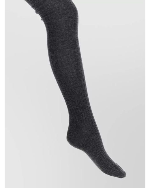 Jil Sander Black Ribbed Tights Opaque Finish Comfortable Fit