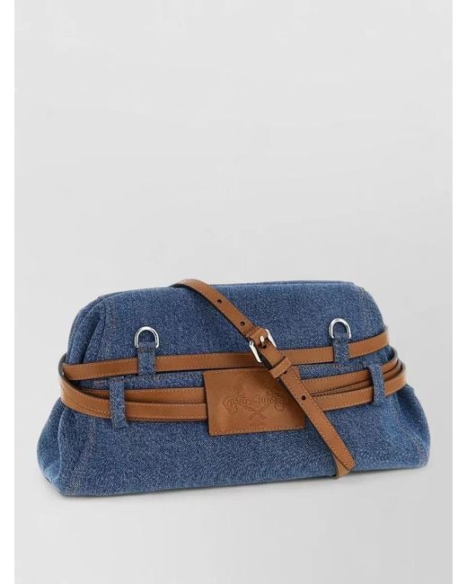 Moschino Blue Tie Me Large Belt Strap Clutch
