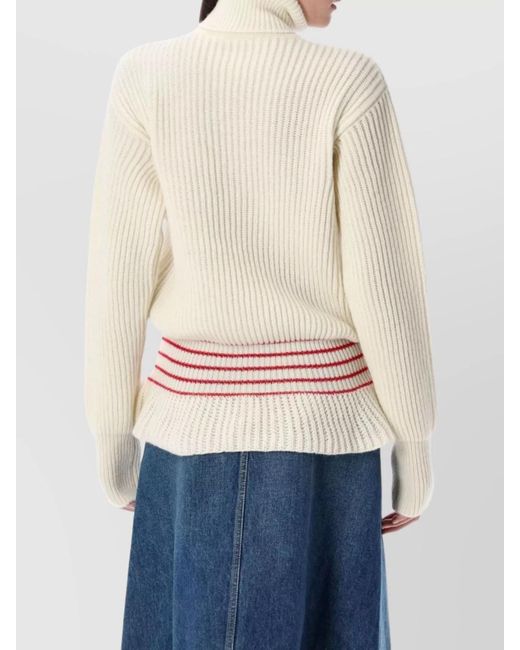 Chloé Natural Wool Mohair Oversized Ribbed Turtleneck Jumper