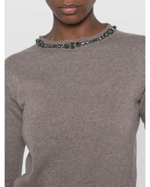 Fabiana Filippi Gray Wool Silk Cashmere Crewneck Sweater