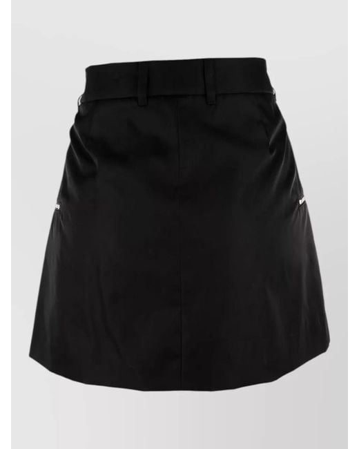Prada Black Skirt Featuring Belt Loops And Side Pockets
