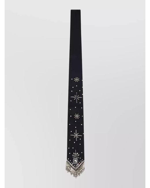 Pinko White Tie Fringes Beads Embroidered Design