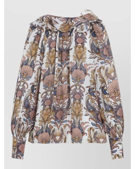 Farm Rio White Blouse Floral Print Bow Detail Long Sleeves