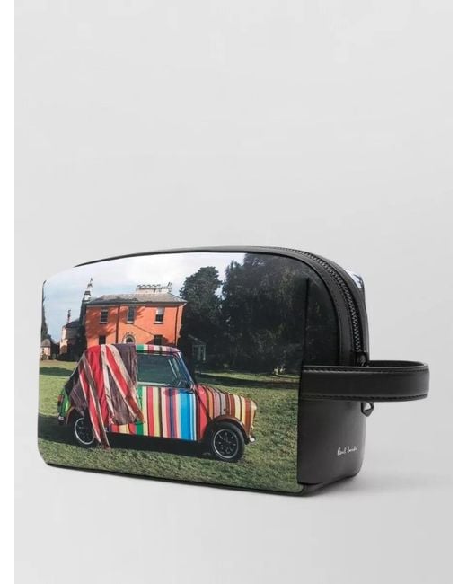Paul Smith Gray Langar Hall Mini Graphic Print Washbag for men