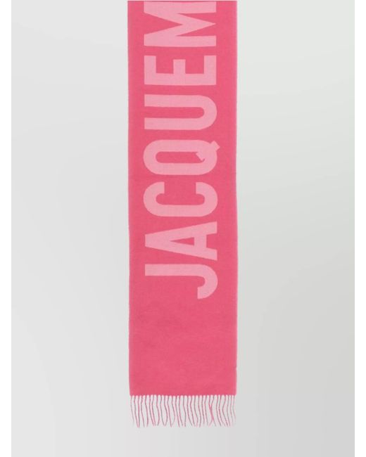 Jacquemus Pink Fringed Ends Wool Blend Scarf