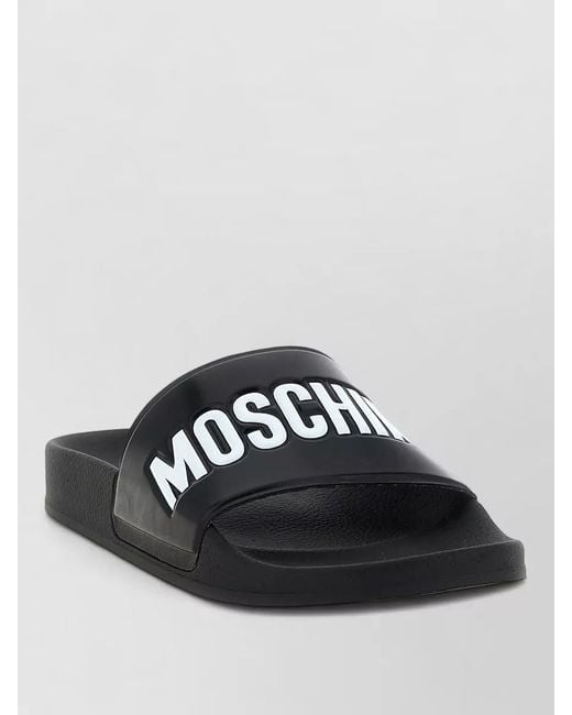 Moschino Black Pool Slides Open Toe Flat Sole for men