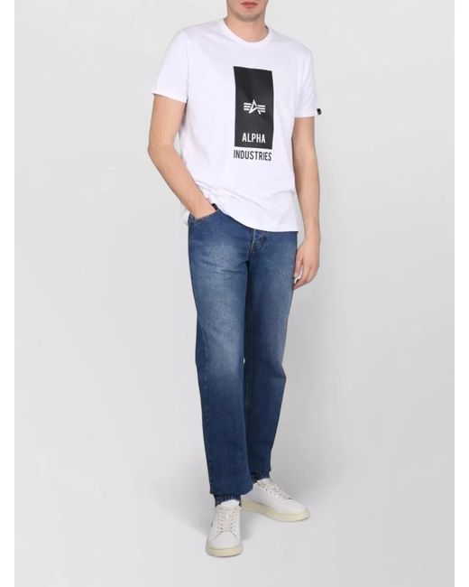 Alpha Industries Blue Logo Graphic Short Sleeve Crew Neck T Shirt for men