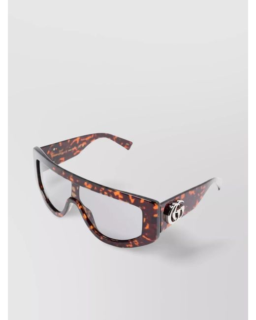 Gucci Metallic Acetate Rectangular Sunglasses