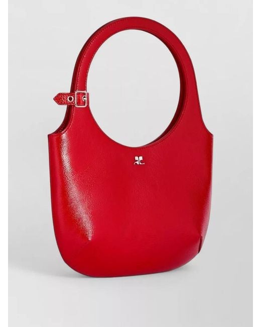 Courreges Red Shoulder Bag Buckle Detail Circular Handle