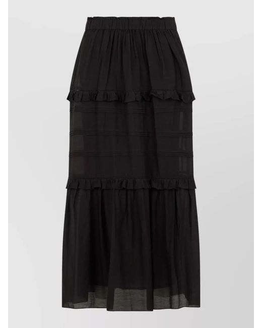 Isabel Marant Black Ruffled Long A-Line Skirt