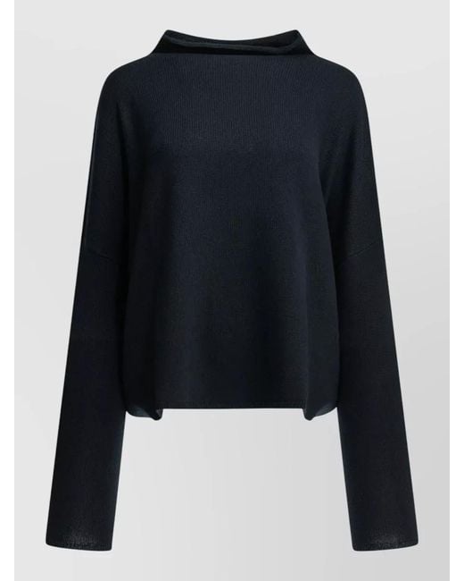 Lisa Yang Blue Cowl Neck Relaxed Fit Long Sleeve Top