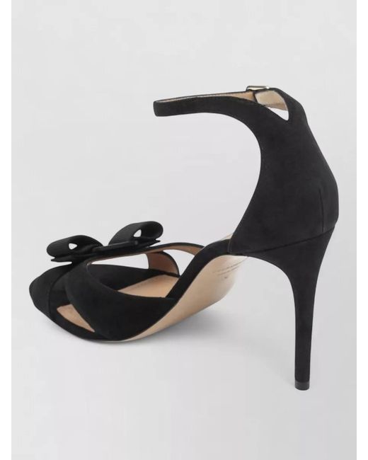 Ferragamo White Pumps Bow Detail Open Toe Suede