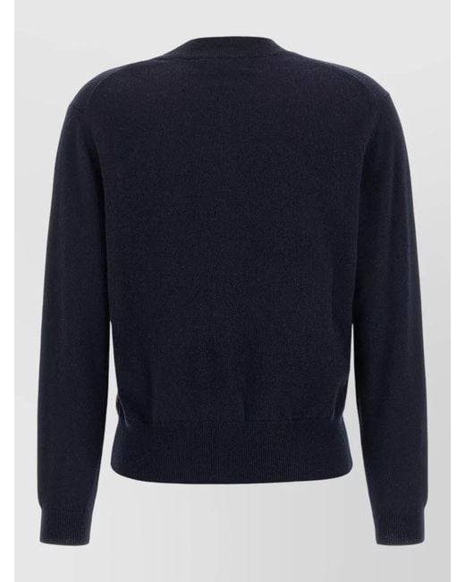 Ballantyne Blue Cashmere Argyle V-Neck Jumper