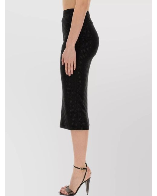 Versace Jeans Couture Black Crystal-Embellished Fitted Skirt