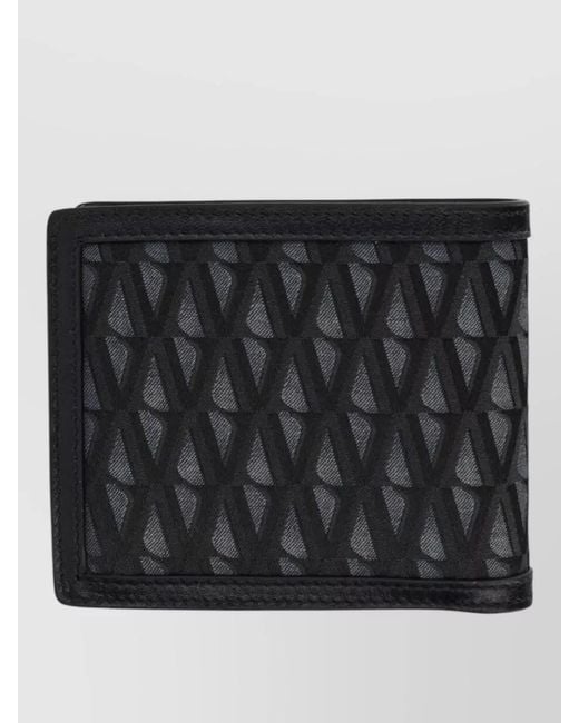 Versace Black Logo Wallet Featuring Textured Pattern Design for men