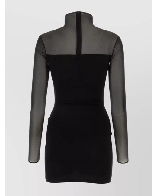 Nensi Dojaka Black Fitted Semisheer Mini Dress