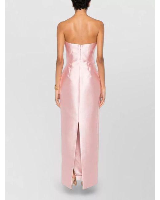 Solace London Pink Ingrid Strapless Satin Midi Dress