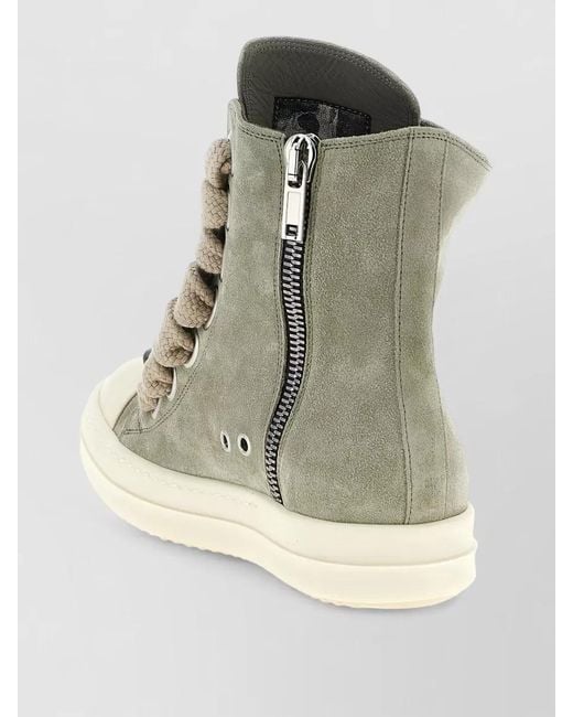 Rick Owens Gray Leather Jumbolace Sneaks Boots
