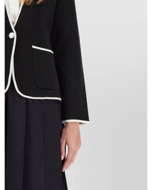 Thom Browne Black Single-Breasted Collarless Blazer